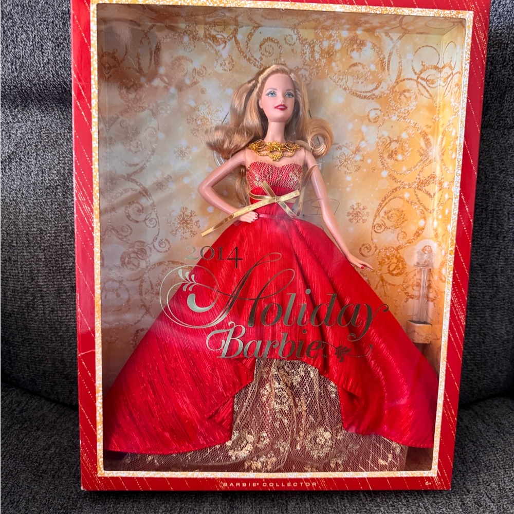 2014 Holiday Barbie Doll in Red Gown NIB